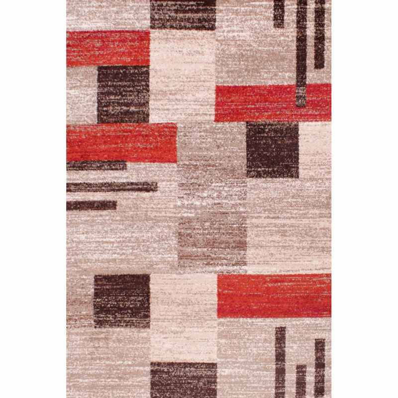 Spirit Blocks Geometric Rugs in Terracotta Orange