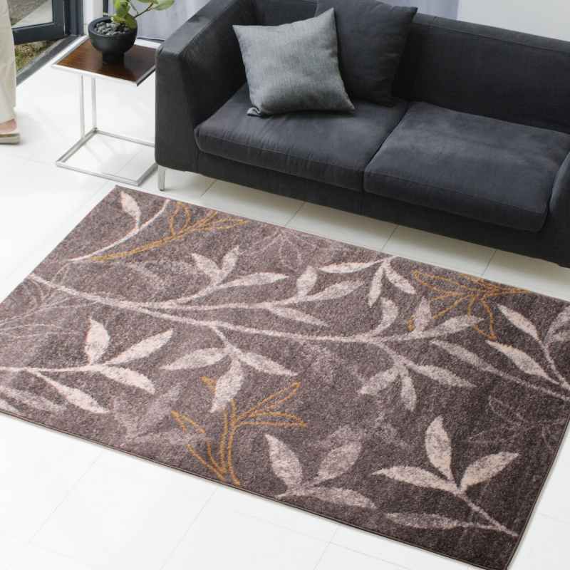 Spirit Leaf Botanical Rugs in Grey Ochre