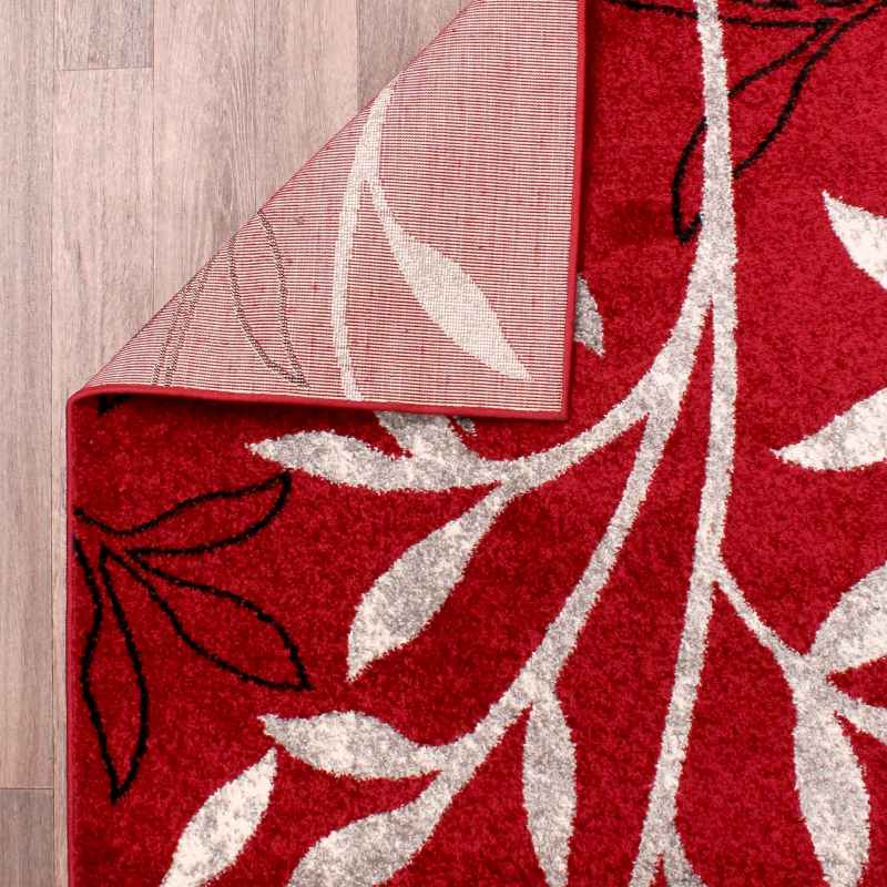Spirit Leaf Botanical Rugs in Red