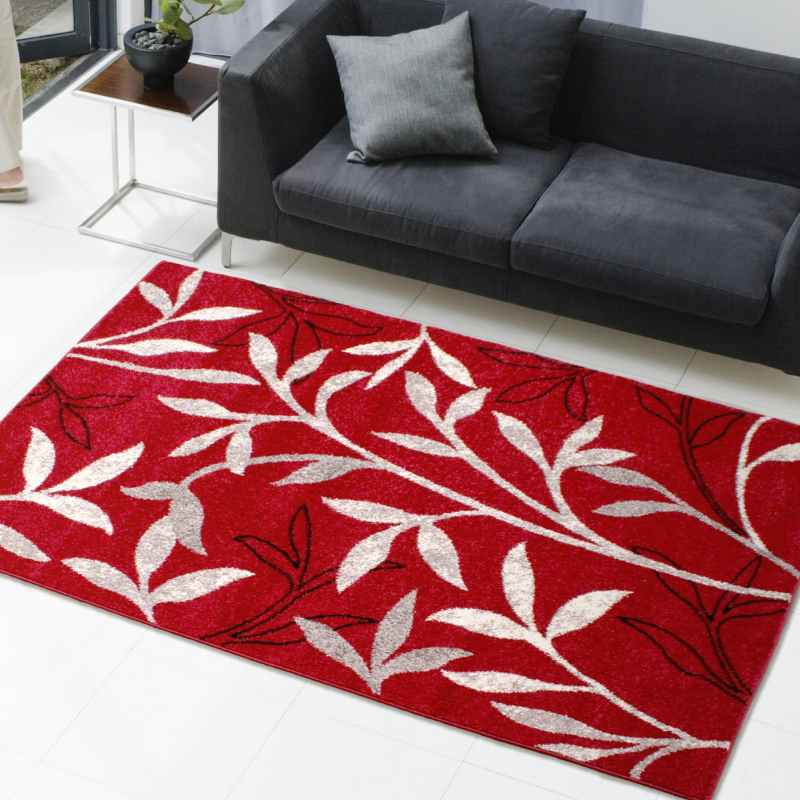 Spirit Leaf Botanical Rugs in Red