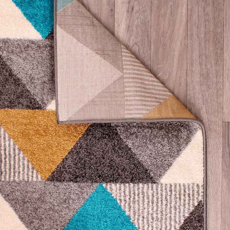 Spirit Triangle Modern Geometric Rugs in Ochre Teal