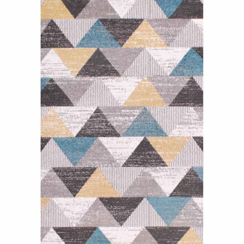 Spirit Triangle Modern Geometric Rugs in Ochre Teal