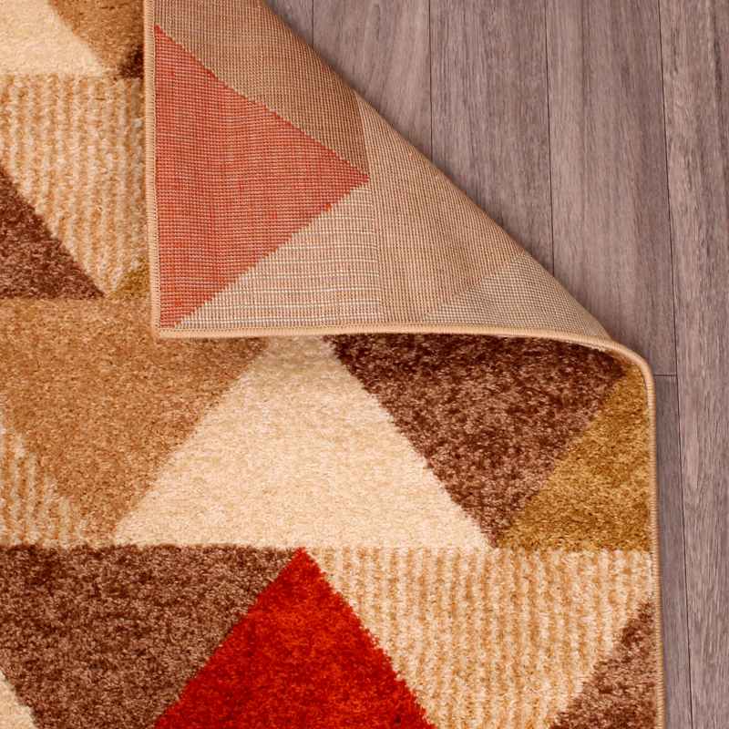 Spirit Triangle Modern Geometric Rugs in Ochre Terracotta