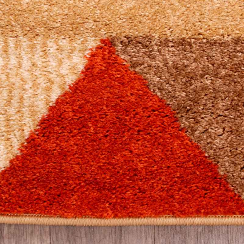 Spirit Triangle Modern Geometric Rugs in Ochre Terracotta
