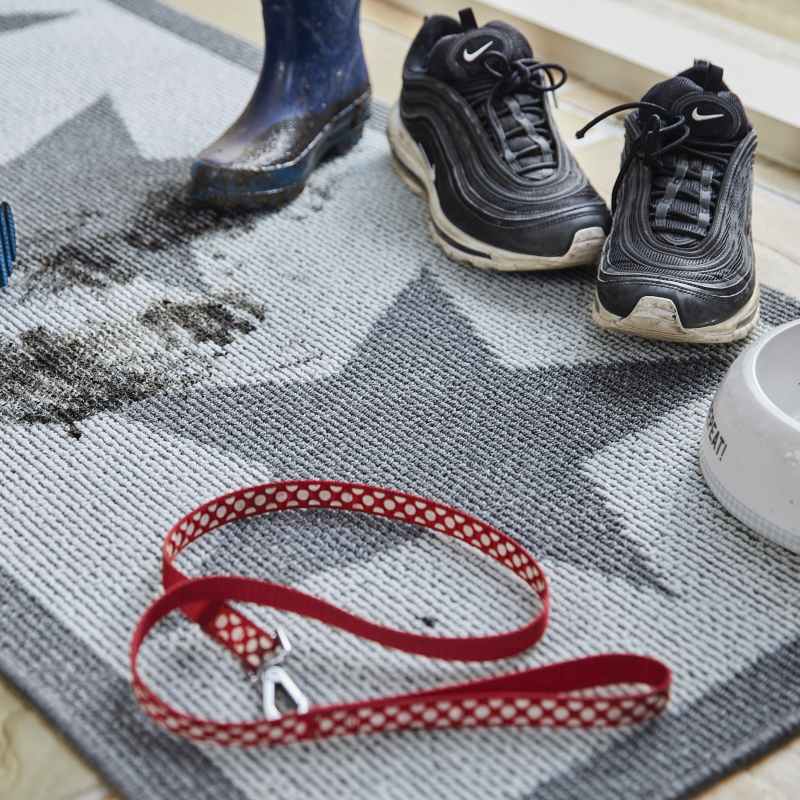 Star Washable Anti Slip Utility Mat in Silver Grey