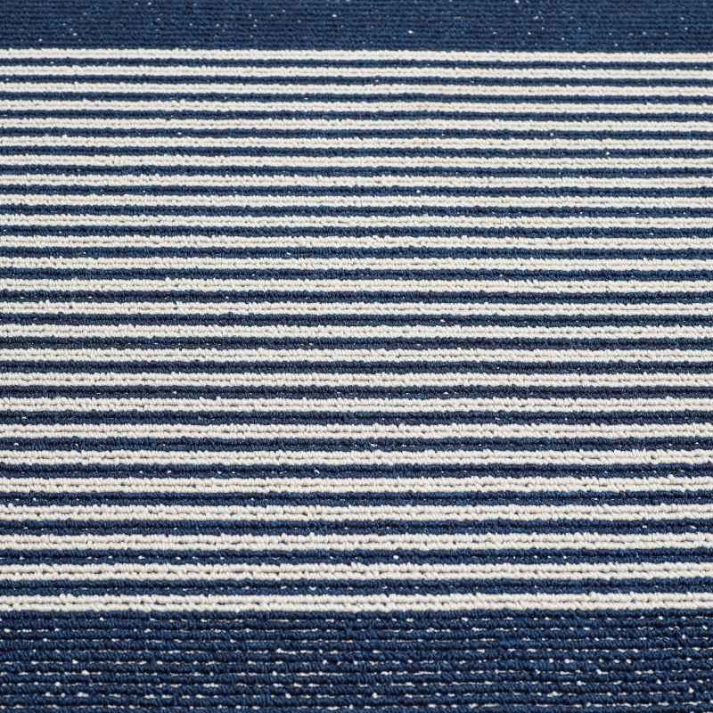 Stripe Washable Anti Slip Utility Mat in Navy Blue
