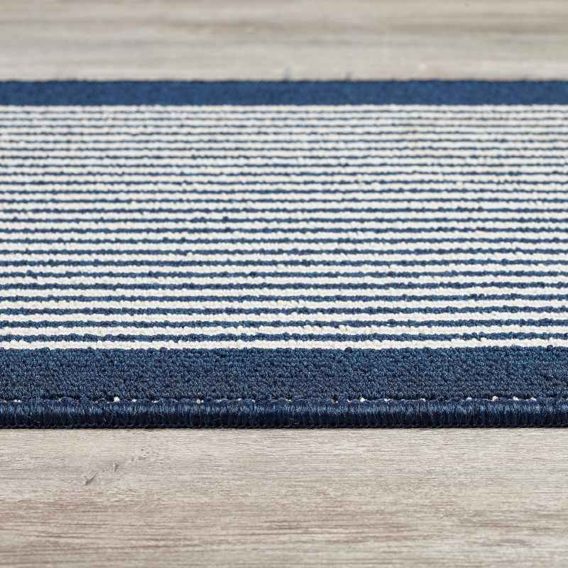 Stripe Washable Anti Slip Utility Mat in Navy Blue