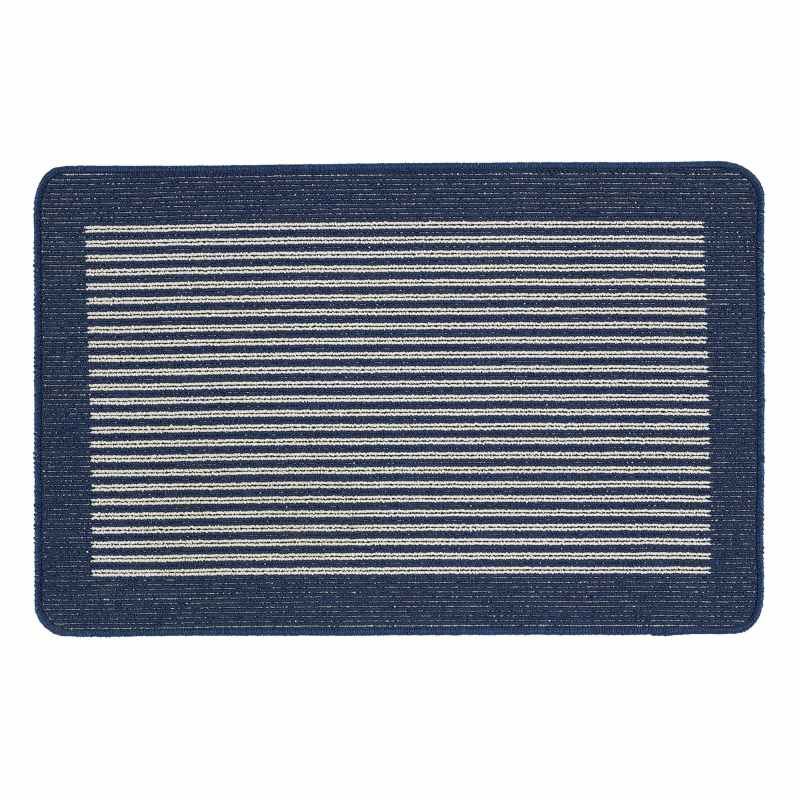 Stripe Washable Anti Slip Utility Mat in Navy Blue
