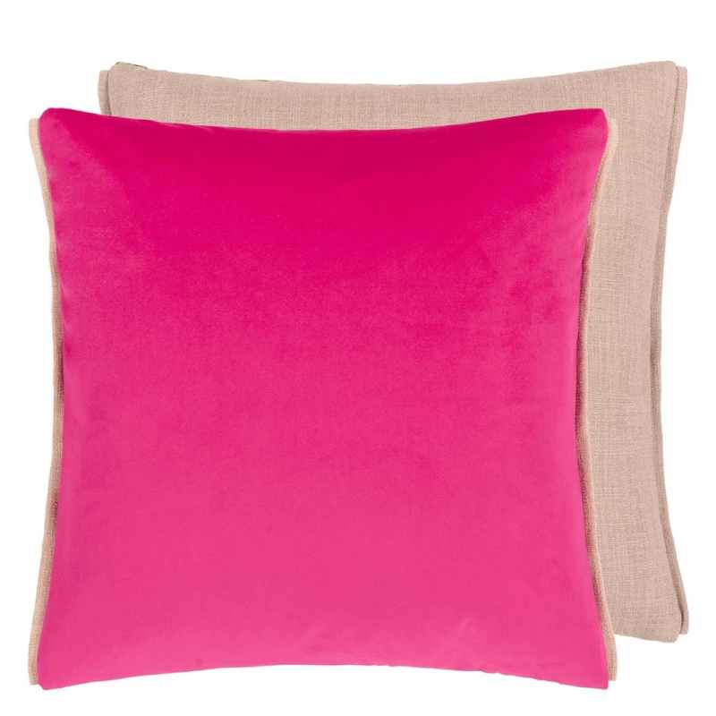 Velluto Velvet Plain Cushion by Designers Guild in Magenta Pink