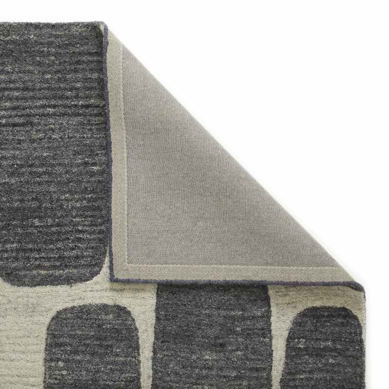Vista Retro Geometric Wool Rugs in Cream Charcoal Grey