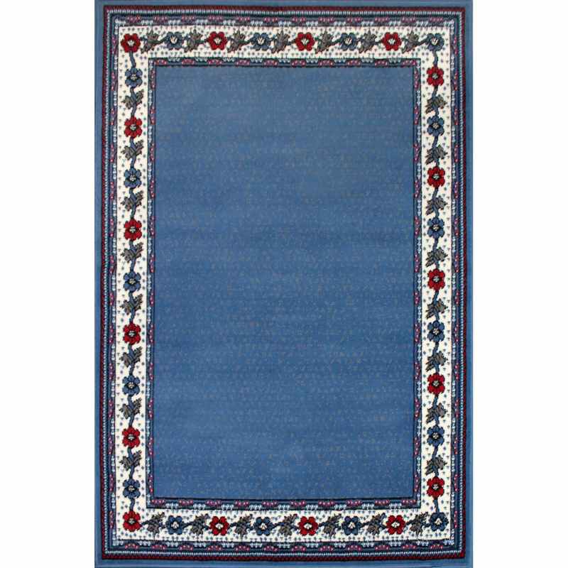 Valencia Plain Bordered Rugs in Blue