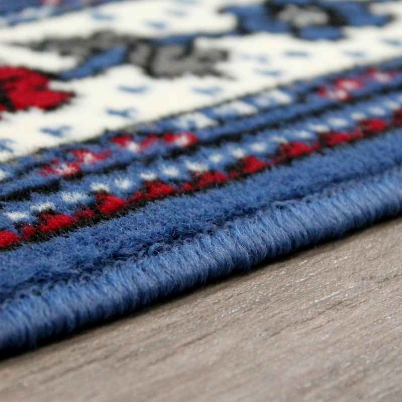 Valencia Plain Bordered Rugs in Blue