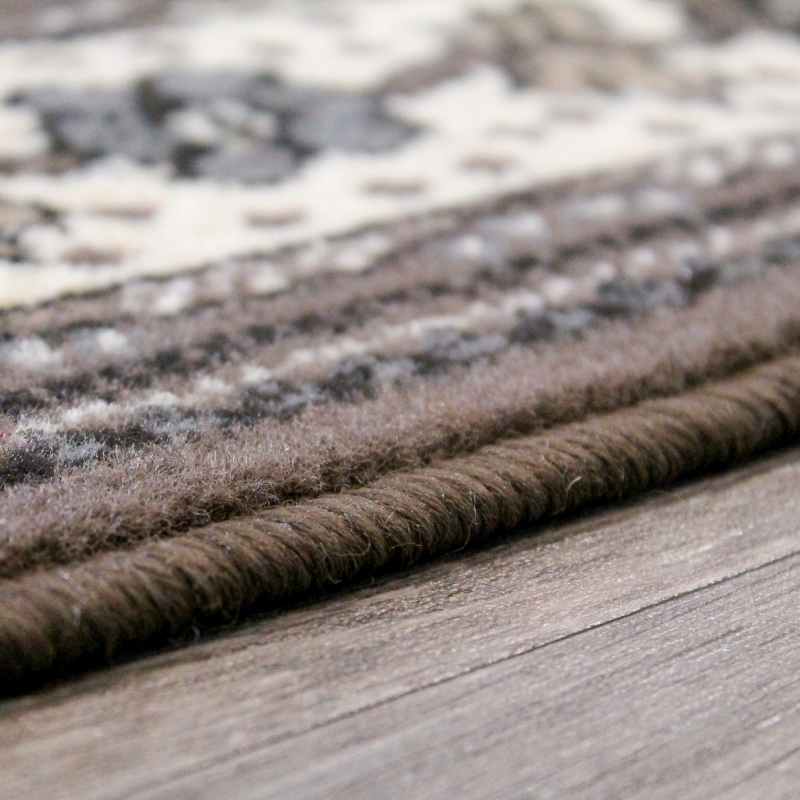 Valencia Plain Bordered Rugs in Chocolate Brown