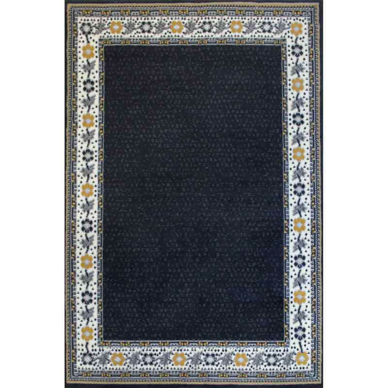 Valencia Plain Bordered Rugs in Grey Mustard