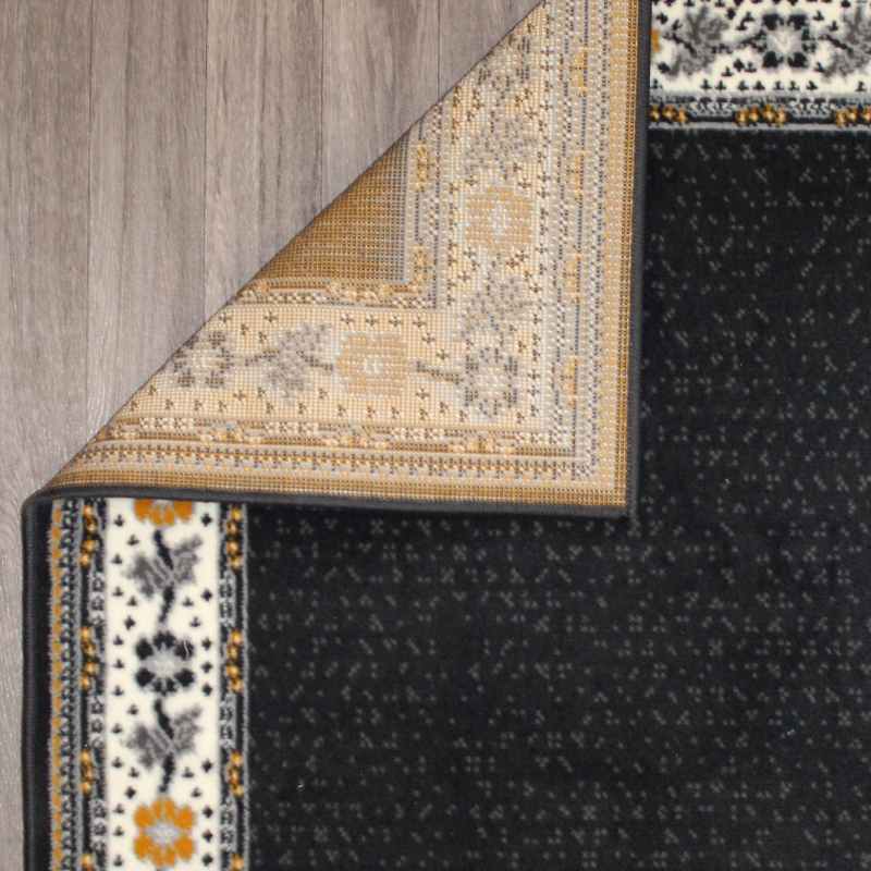 Valencia Plain Bordered Rugs in Grey Mustard