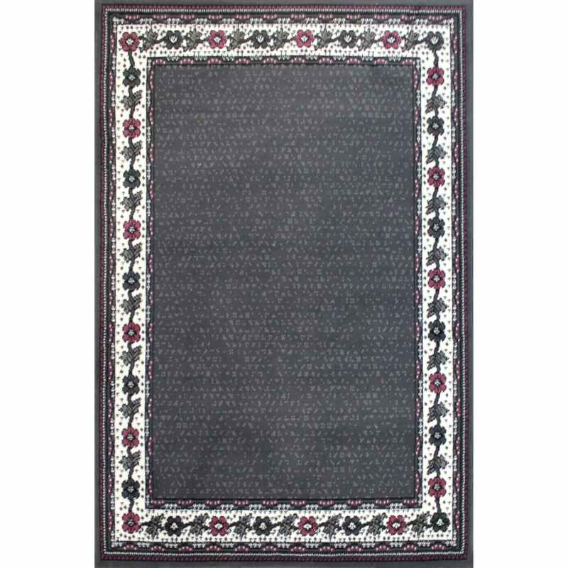 Valencia Plain Bordered Rugs in Grey Purple