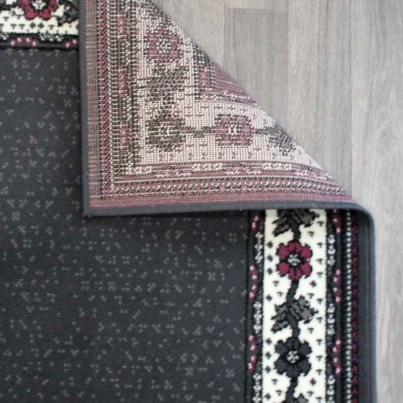 Valencia Plain Bordered Rugs in Grey Purple