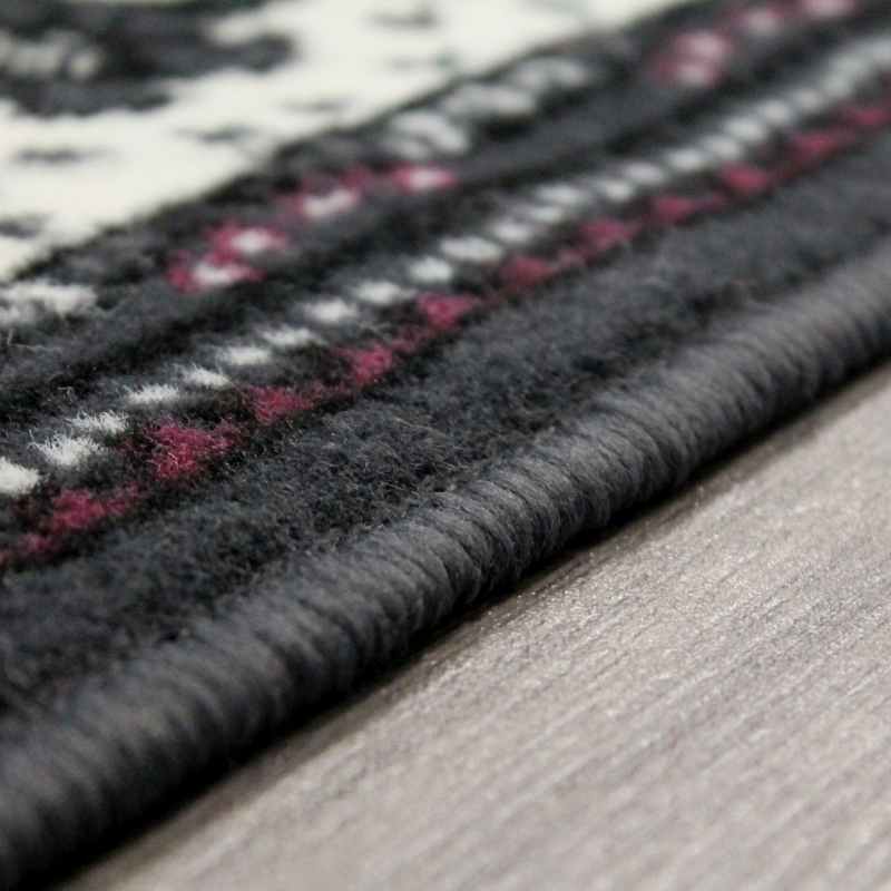 Valencia Plain Bordered Rugs in Grey Purple