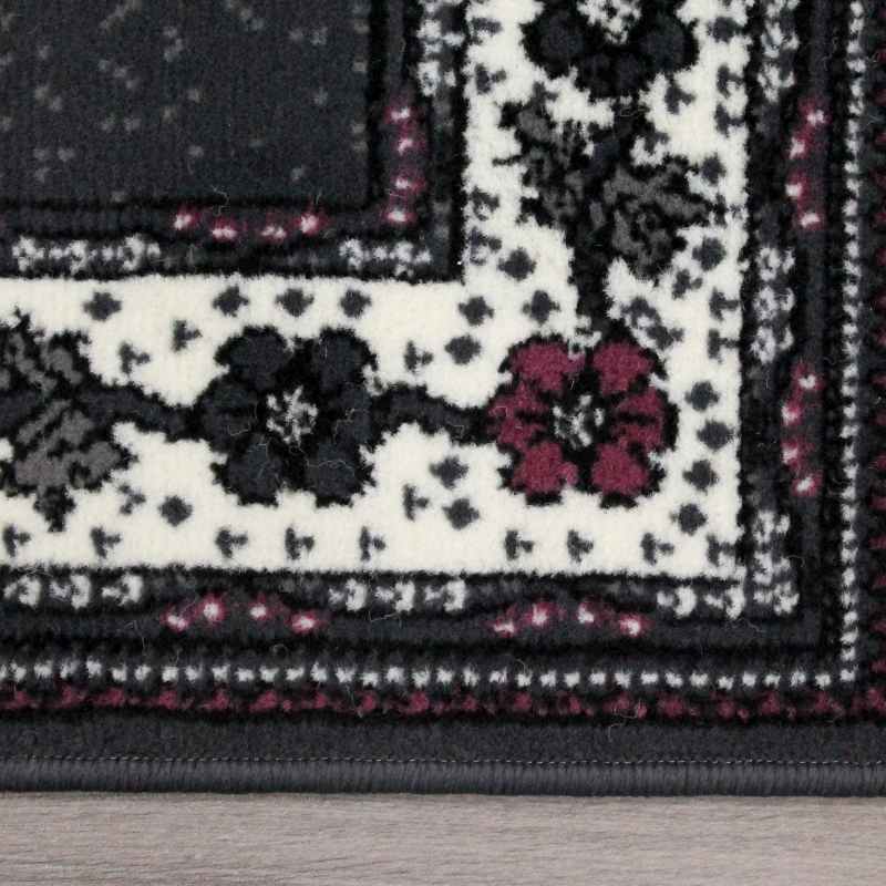 Valencia Plain Bordered Rugs in Grey Purple