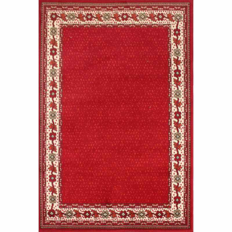 Valencia Plain Bordered Rugs in Red