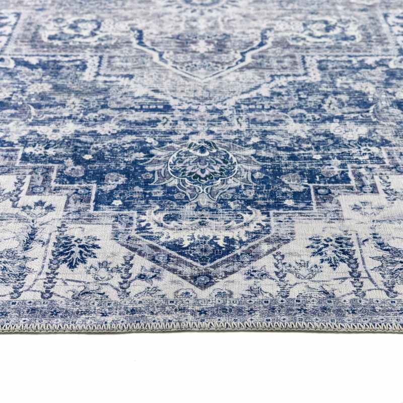 Origins Washable Garda Traditional Medallion Rug in Blue