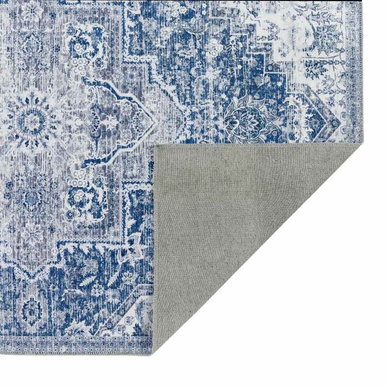 Origins Washable Garda Traditional Medallion Rug in Blue
