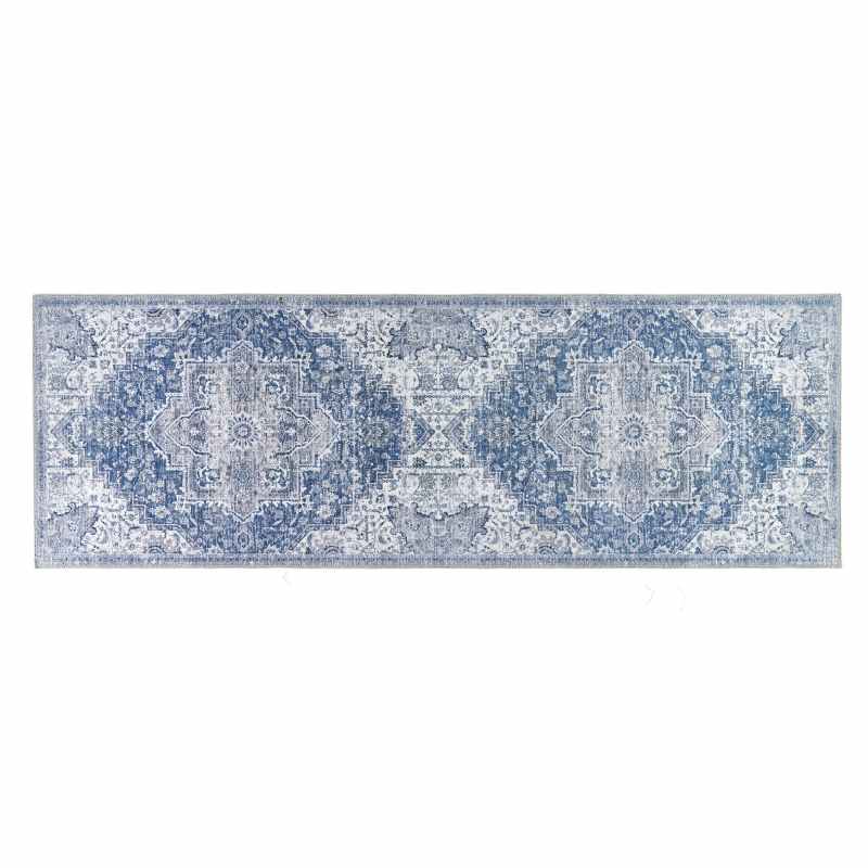 Origins Washable Garda Traditional Runner Rug in Blue