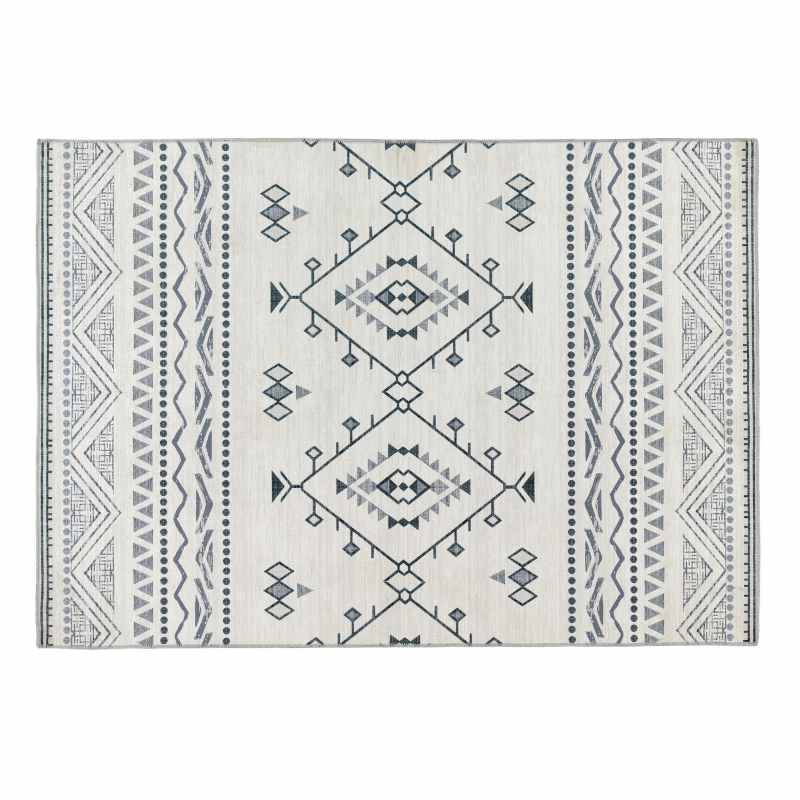 Origins Washable Nomad Aztec Geometric Rug in Grey