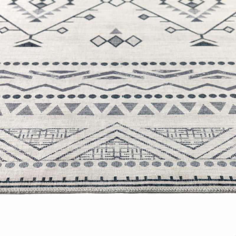 Origins Washable Nomad Aztec Geometric Runner Rug in Grey