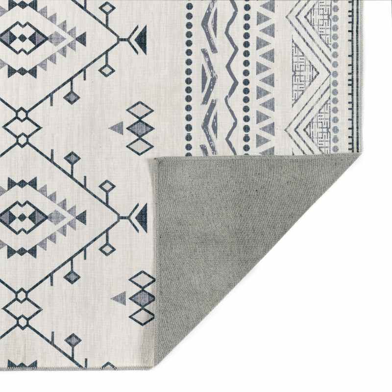 Origins Washable Nomad Aztec Geometric Runner Rug in Grey