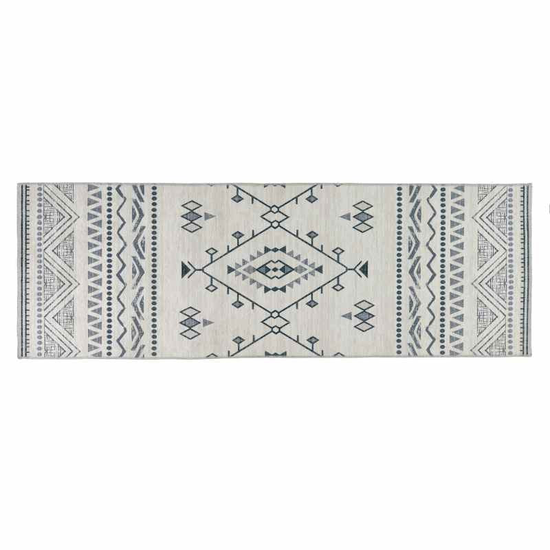 Origins Washable Nomad Aztec Geometric Runner Rug in Grey