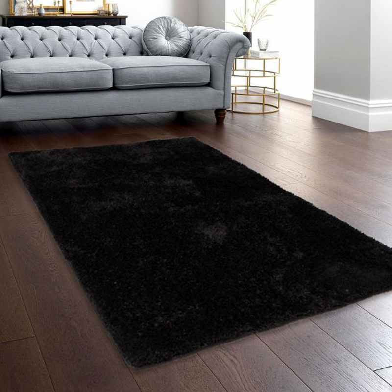 Whisper Shaggy Rugs in Black by Rugstyle