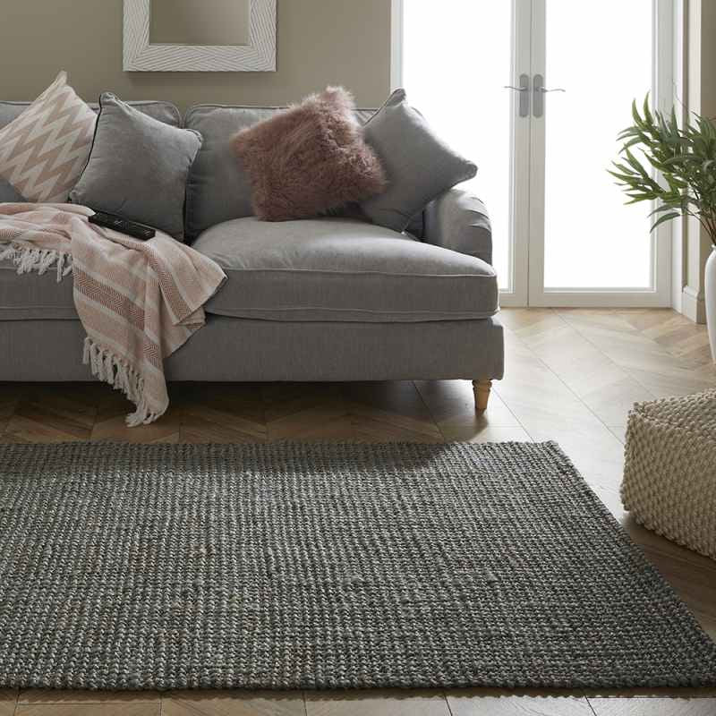 Whitefield Boucle Jute Modern Rug in Grey