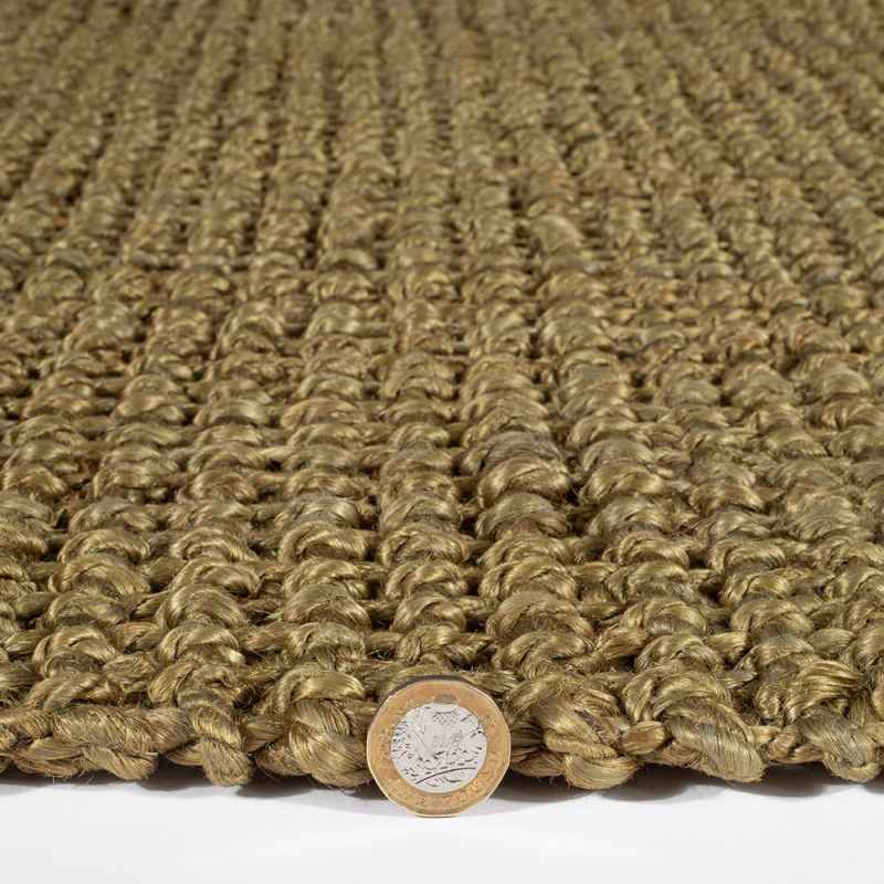 Whitefield Boucle Jute Modern Rug in Olive Green