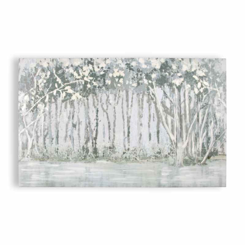 Woodland Walk Hand Painted Canvas 115037 by Laura Ashley in Pale Seaspray Blue