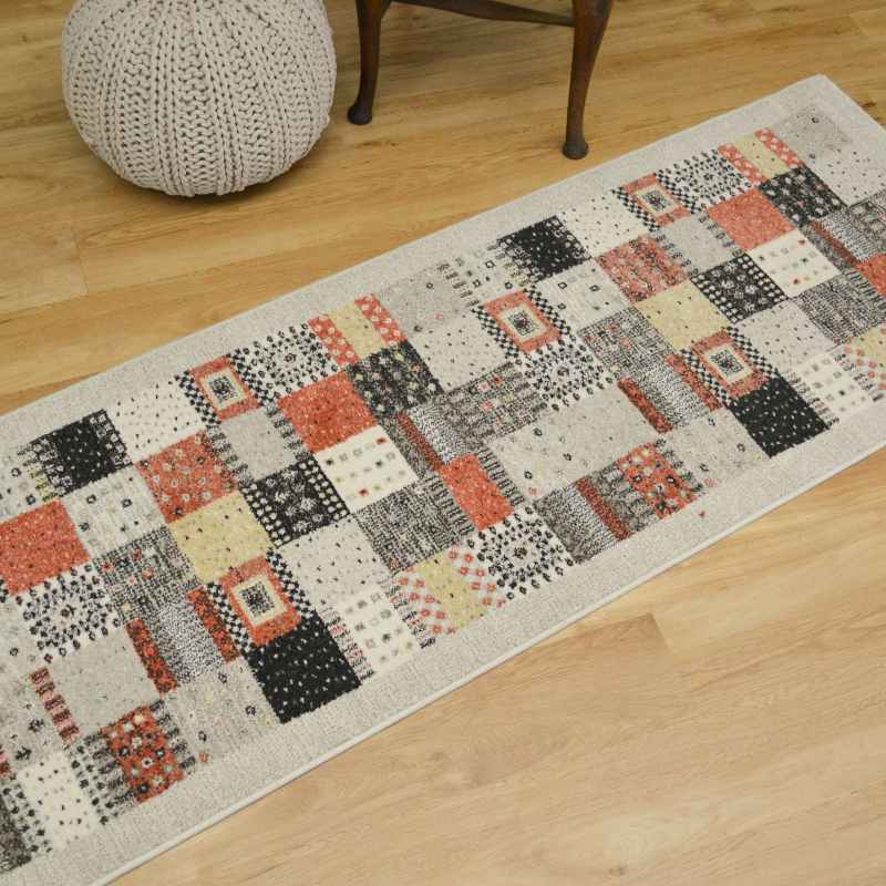 Woodstock Patchwork Runner Rugs 32036 6324 in Beige Multi
