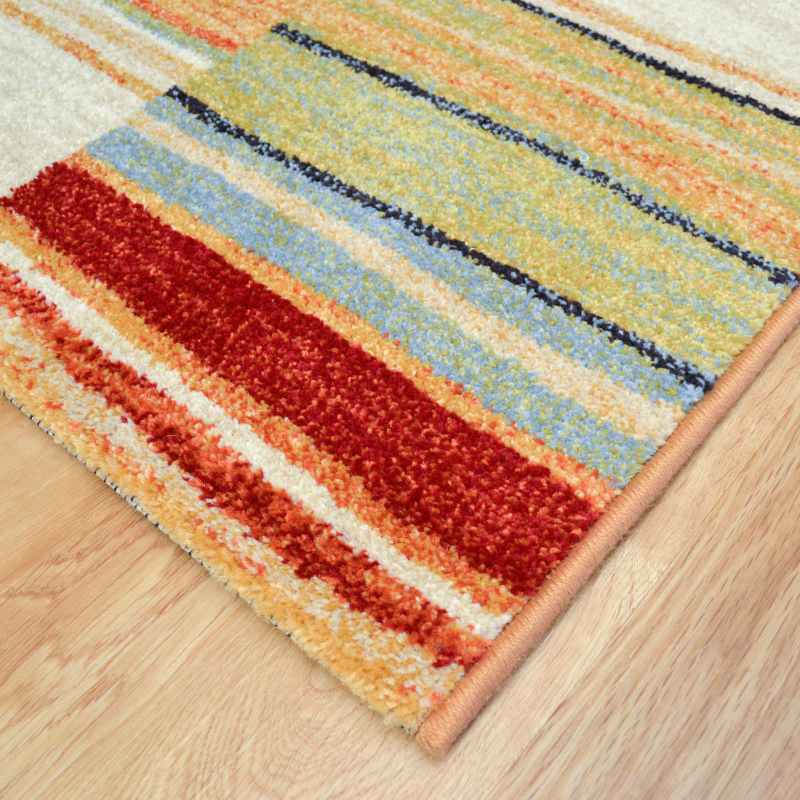 Woodstock Striped Block Rugs 32303 6372 in Beige Multi