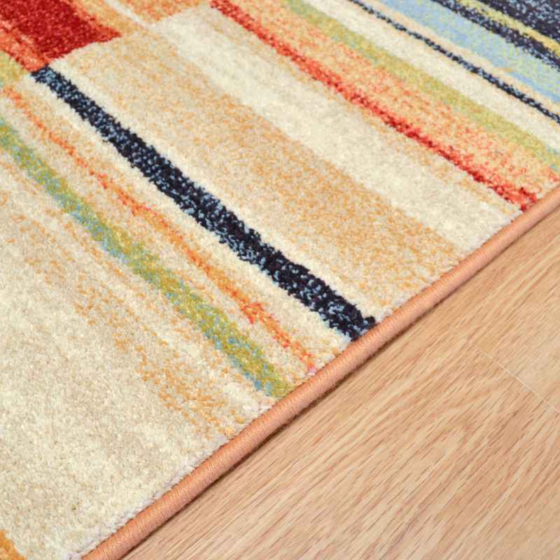 Woodstock Striped Block Rugs 32303 6372 in Beige Multi