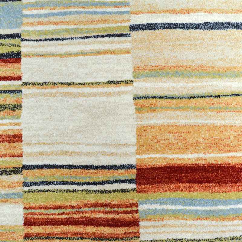 Woodstock Striped Block Rugs 32303 6372 in Beige Multi