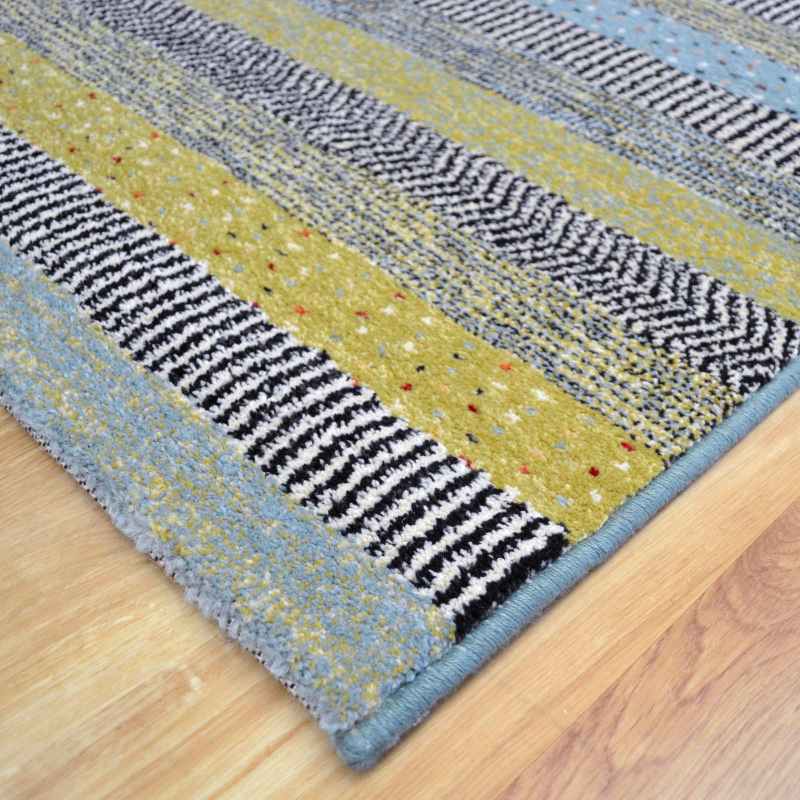 Woodstock Boho Stripe Runner Rugs 32743 5342 in Blue Green