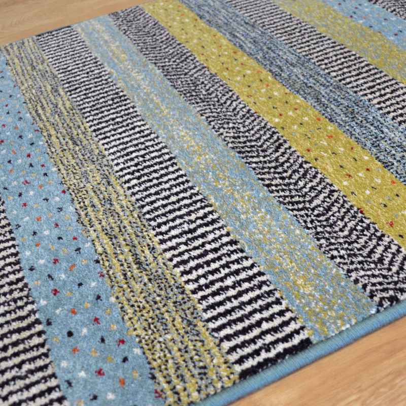 Woodstock Boho Stripe Runner Rugs 32743 5342 in Blue Green