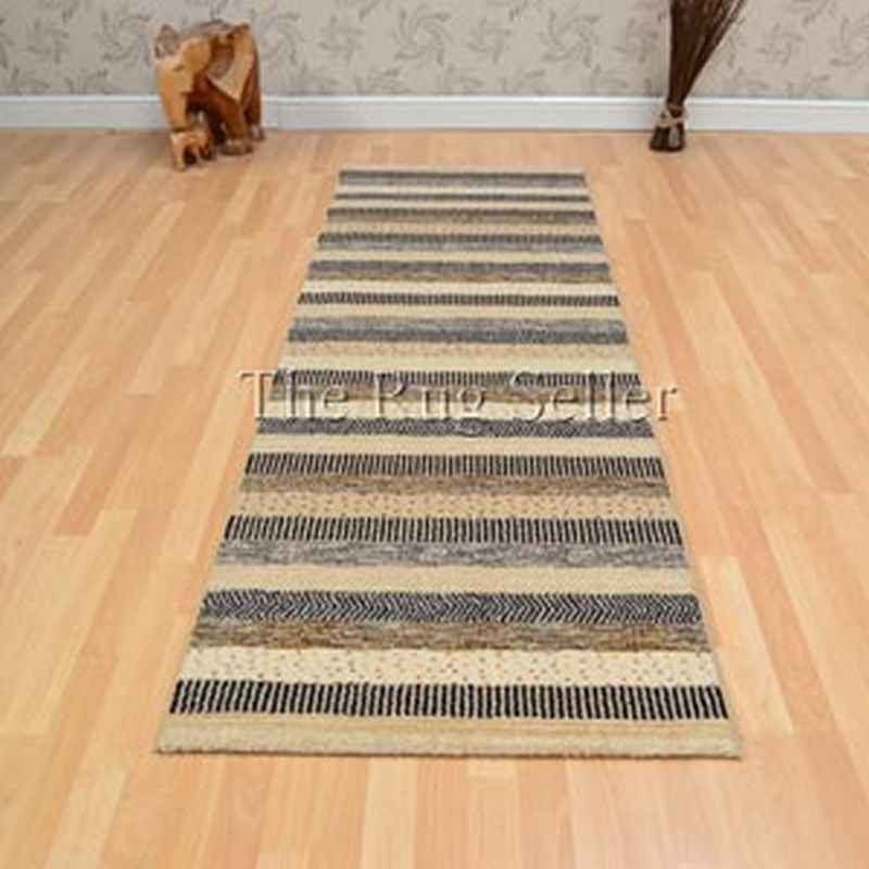 Woodstock Boho Stripe Runner Rugs 32743 5342 in Blue Green