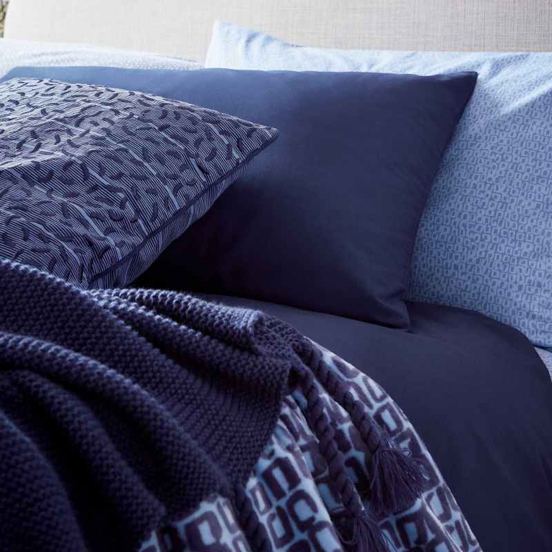 Aster Plain Bedding Duvet Cover and Pillowcase by Helena Springfield in Navy Blue