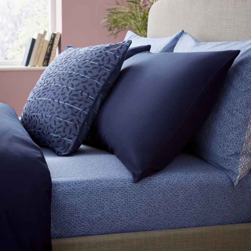 Aster Plain Bedding Duvet Cover and Pillowcase by Helena Springfield in Navy Blue