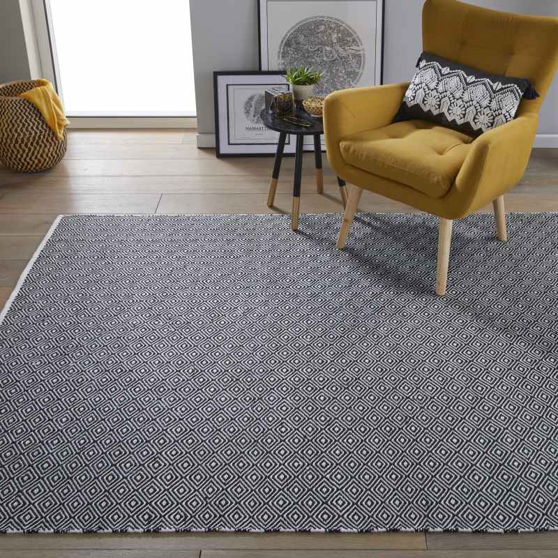 Brittany Modern Flatweave Indoor Outdoor Rugs in Black