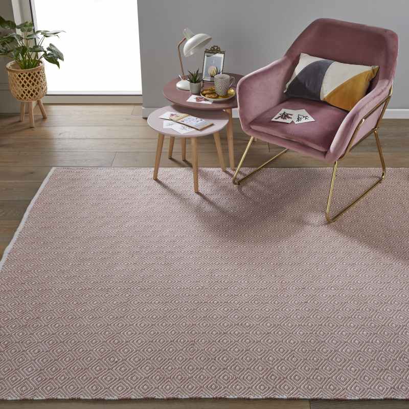 Brittany Modern Flatweave Indoor Outdoor Rugs in Rose Pink
