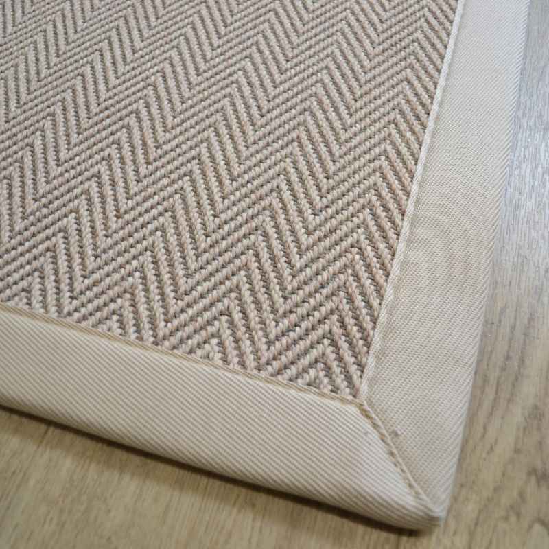 Chevron Easycare Plain Border Rug in Cotswold Beige