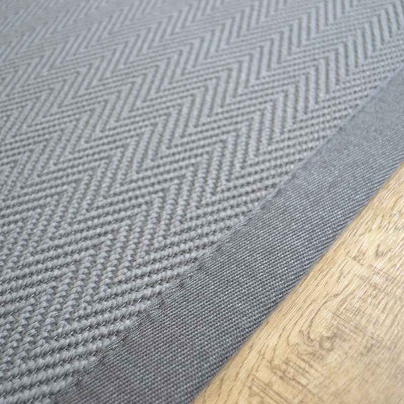 Chevron Easycare Plain Border Runner Rug in Quarry Grey