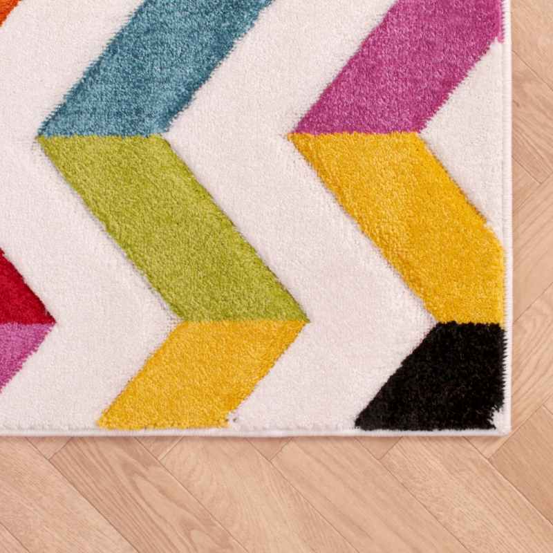 Spectra Coral Carved Chevron Modern Runner Rugs in Multi