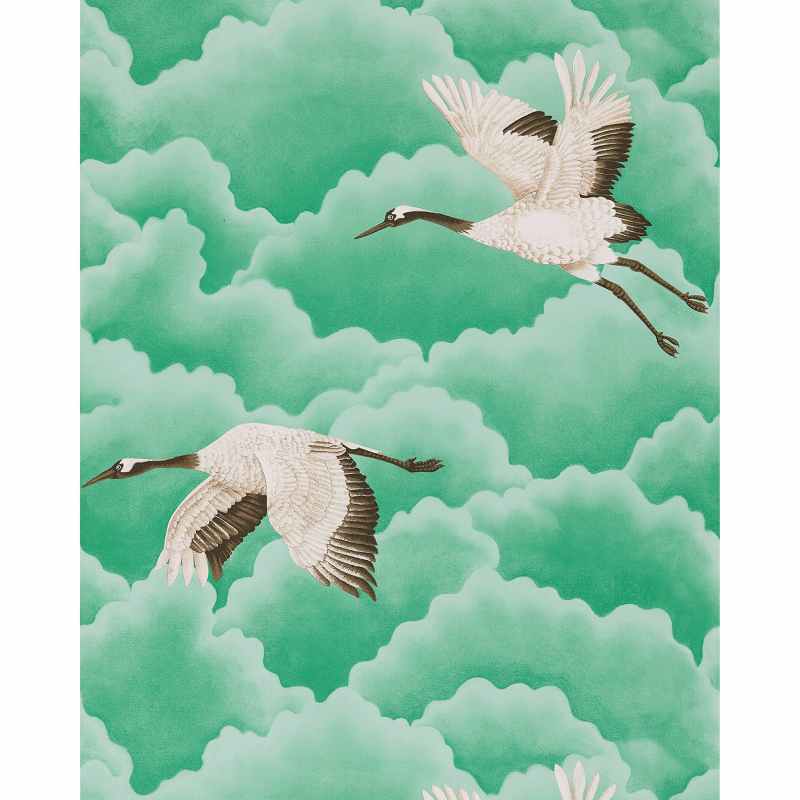 Cranes in Flight Wallpaper 111233 by Harlequin in Emerald Green